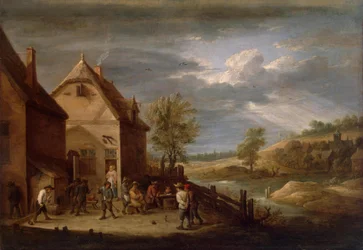 Landscape with Peasants Bowling